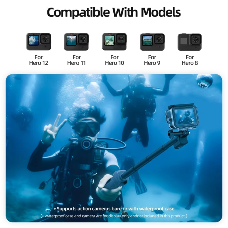 TELESIN 0.85m Underwater Selfie Stick Wireless Remote Control For GoPro HERO13 Black / HERO12 Black / HERO11 Black / HERO10 Black / HERO9 Black / HERO8 Black, Selfie Stick