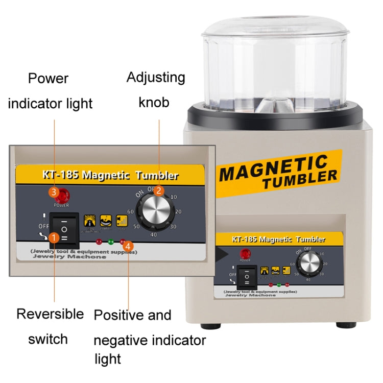 KT-185 Magnetic Polishing Tumbler Stainless Steel Deburring And Polishing Machine, EU Plug