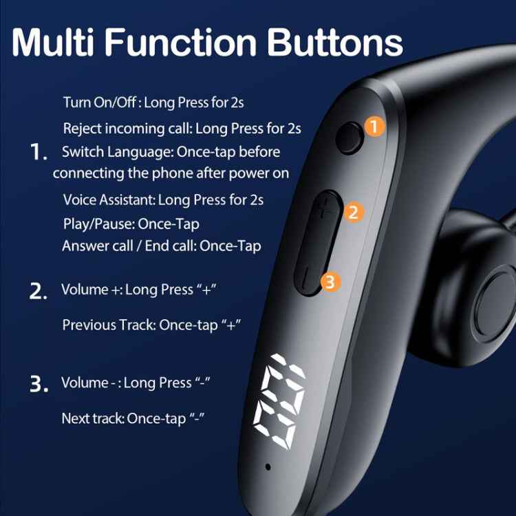 M-W8 Bone Conduction Digital On-Ear Single Ear Bluetooth Earphone