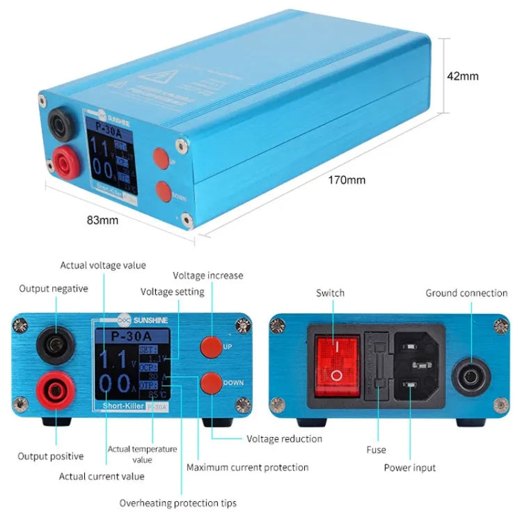 Smart Anti-Burning Universal Mobile Phone Component Repair Motherboard Fault Detector, EU Plug, SUNSHINE P-30A