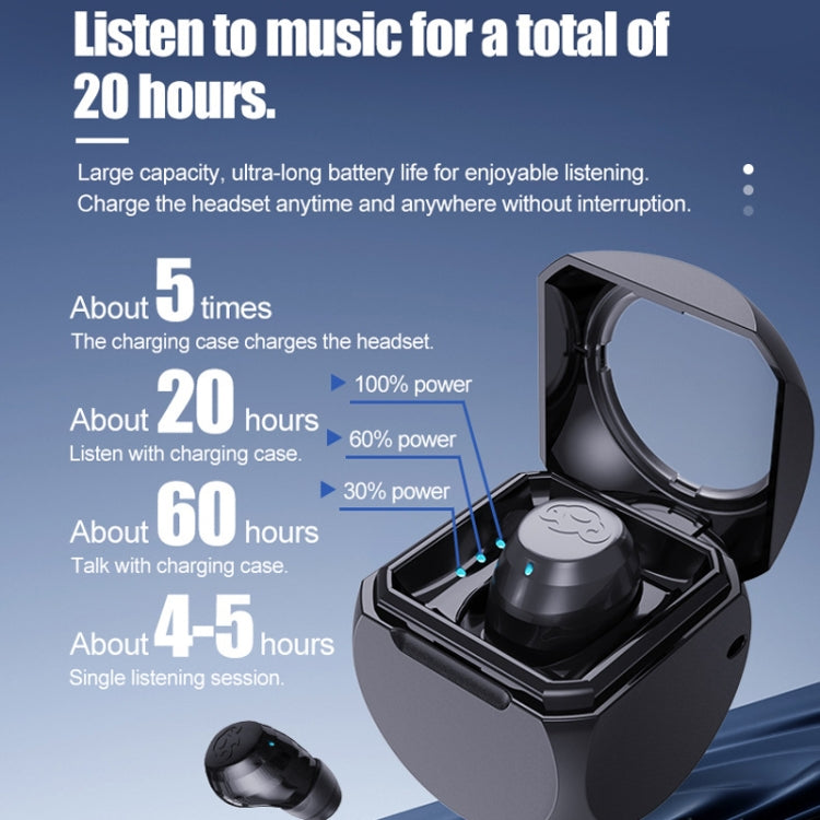 Q1 Mini Single Ear With Charging Compartment Wireless Invisible Stereo Bluetooth Earphone