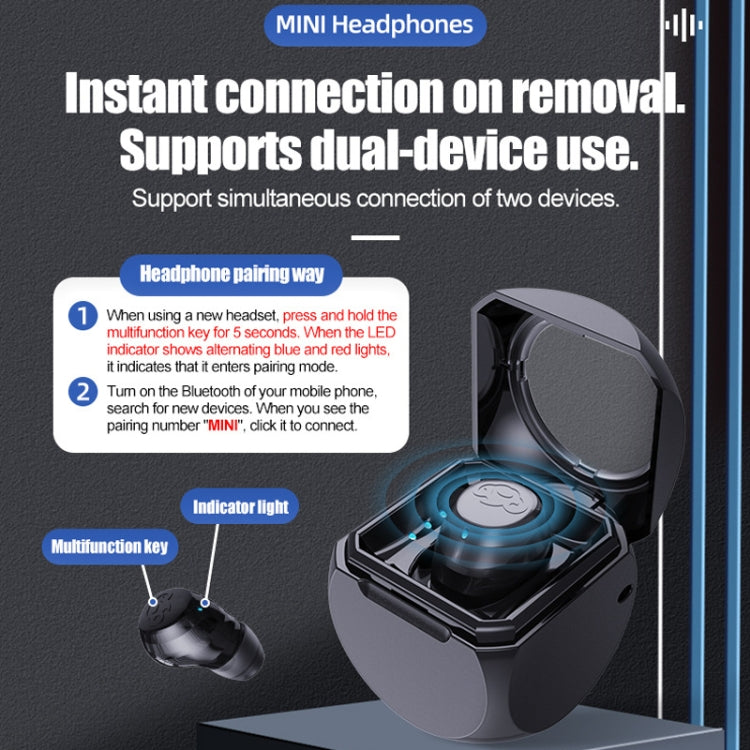 Q1 Mini Single Ear With Charging Compartment Wireless Invisible Stereo Bluetooth Earphone