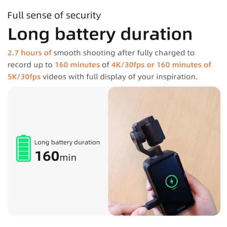Ordro HD DV Three-Axis Anti-Shake Gimbal Rotating Screen Pocket Camera, M5