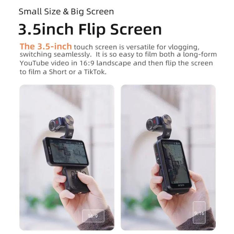 Ordro HD DV Three-Axis Anti-Shake Gimbal Rotating Screen Pocket Camera, M5