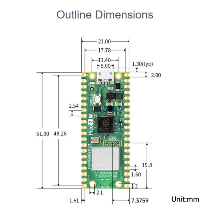 Waveshare For Raspberry Pi Pico / Pico 2 W Microcontroller Development Board