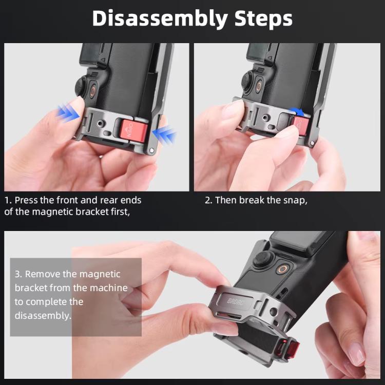 For DJI OSMO Pocket 3 BRDRC PO3005 Multi-functional Magnetic Base Expansion Back Clip Holder Adapter Bezel Accessory, For DJI OSMO Pocket 3 Tarnish