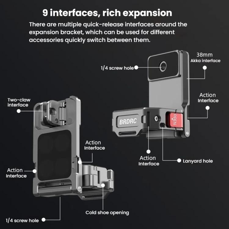 For DJI OSMO Pocket 3 BRDRC PO3005 Multi-functional Magnetic Base Expansion Back Clip Holder Adapter Bezel Accessory, For DJI OSMO Pocket 3 Tarnish
