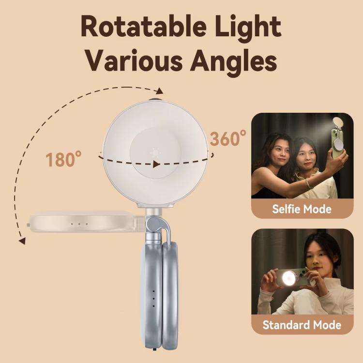 TELESIN S5-BGD-01 Mini Phone Magnetic Beauty Replacement Light Tri-Color Temperature Portable Selfie Mirror Rotating Stretching Pocket Lamp, Silver, Black