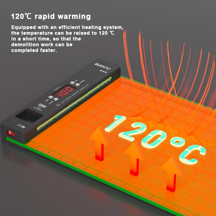 BAKU BA-940 16-inch LCD Screen Removal Work Mat With Heating System and Dust Lighting, US Plug, EU Plug
