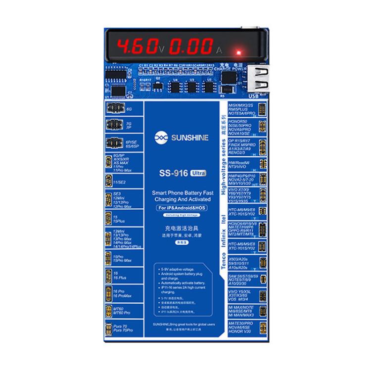 Charging Activation Fixture 5-9V Adaptive Voltage Support iPhone 16 Series and Android Models, SUNSHINE SS-916 Ultra