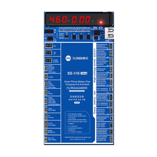 Charging Activation Fixture 5-9V Adaptive Voltage Support iPhone 16 Series and Android Models, SUNSHINE SS-916 Ultra