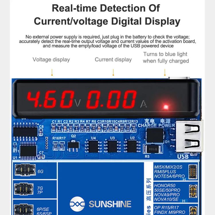 Charging Activation Fixture 5-9V Adaptive Voltage Support iPhone 16 Series and Android Models, SUNSHINE SS-916 Ultra