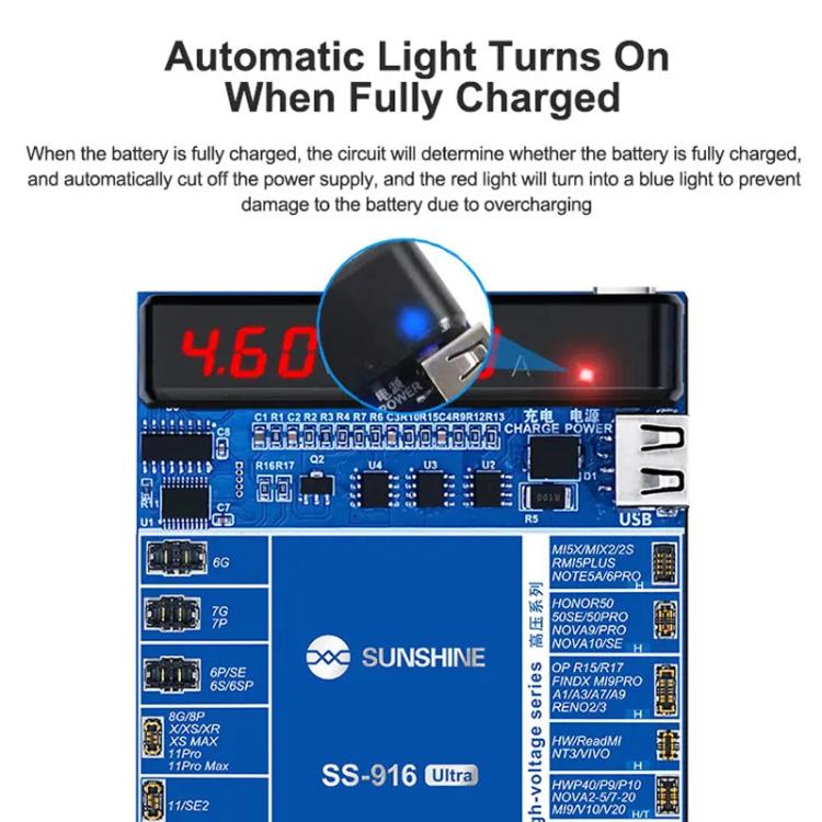 Charging Activation Fixture 5-9V Adaptive Voltage Support iPhone 16 Series and Android Models, SUNSHINE SS-916 Ultra