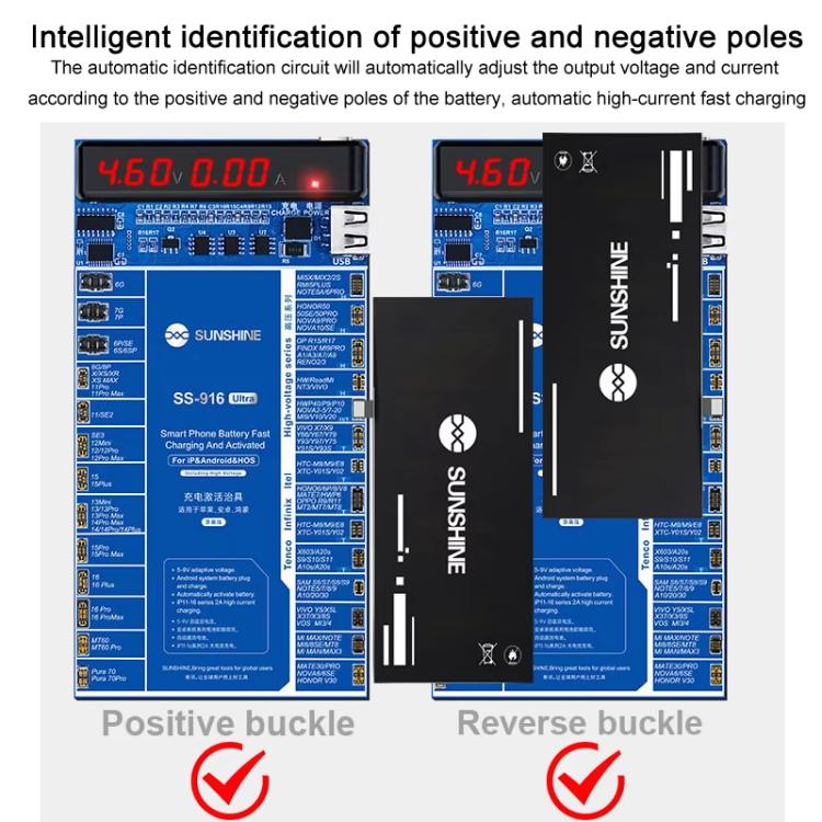 Charging Activation Fixture 5-9V Adaptive Voltage Support iPhone 16 Series and Android Models, SUNSHINE SS-916 Ultra