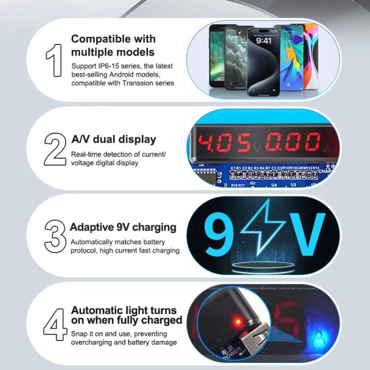 Charging Activation Fixture 5-9V Adaptive Voltage Support iPhone 16 Series and Android Models, SUNSHINE SS-916 Ultra