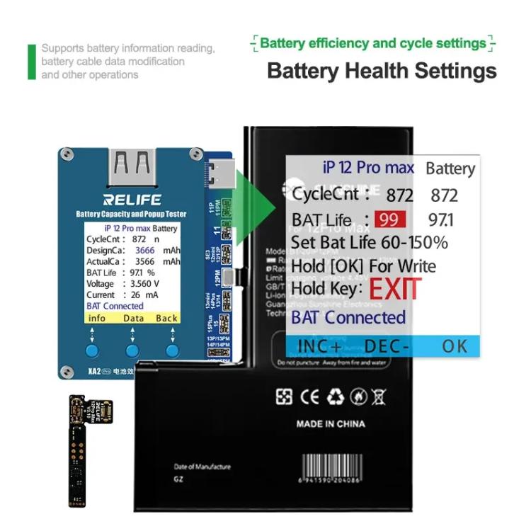 Battery Health Rate Tester No External Cable Battery Efficiency Popup Tester, XA2 Pro