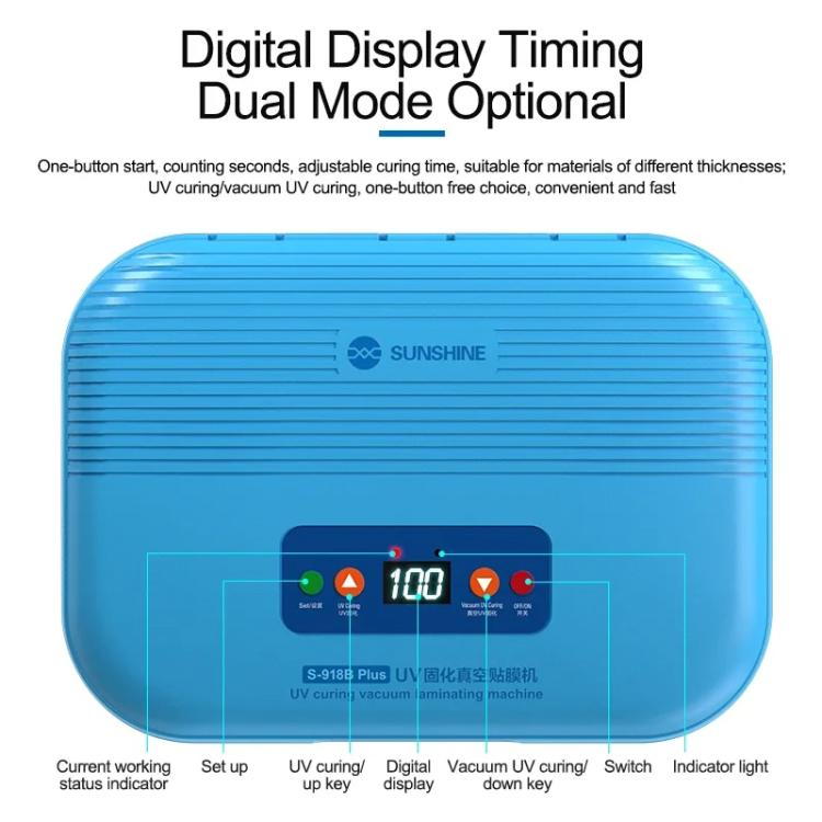 SUNSHINE S-918B Plus UV Curing Box Mobile Phone LCD Screen OCA Bonding Vacuum Laminated Machine