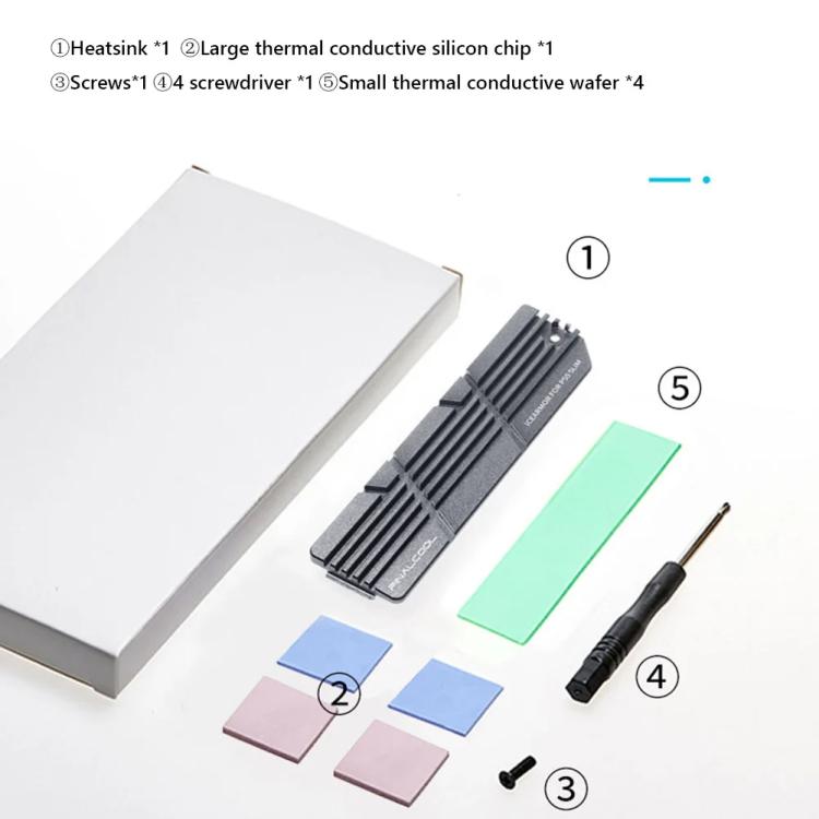 For PS5 Slim / Pro FinalCool M.2 2280 NVME SSD Radiator Integrated Aluminum Alloy Heatsink, M.2 2280 NVME SSD Radiator