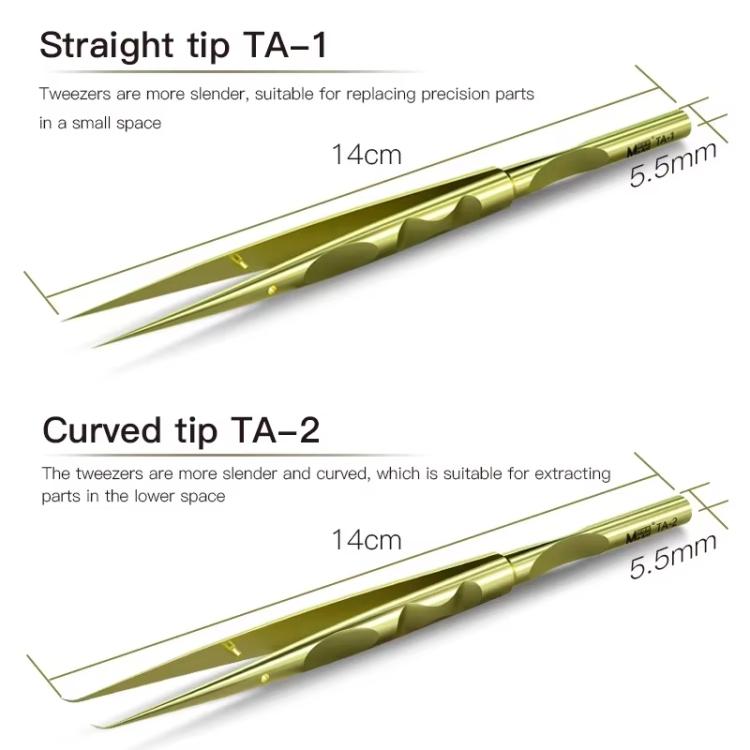 MaAnt Titanium Tweezers Antistatic Small Clip Bird Nest Hair Picking Pink Prick Clip Repair Tool, Straight, Curve