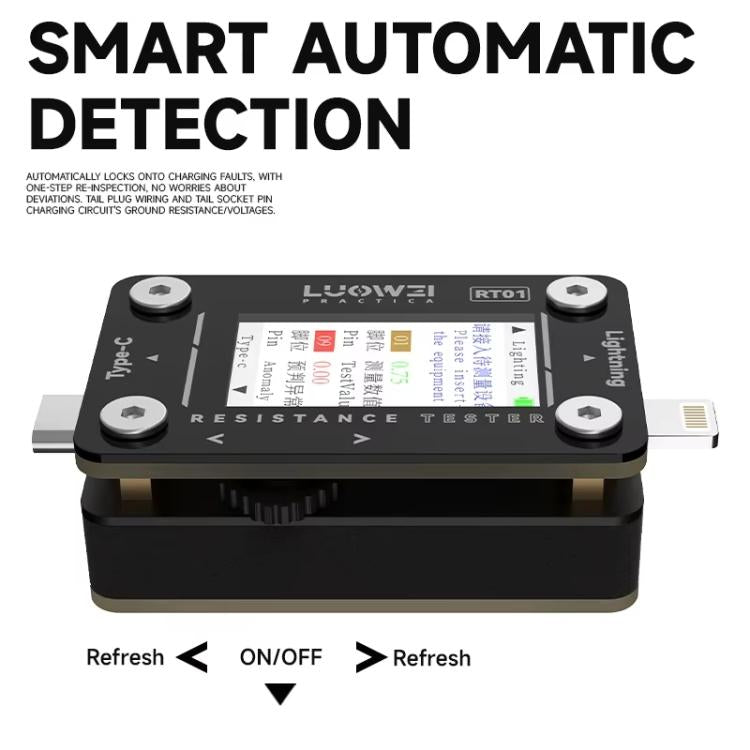 Type-C To 8 Pin Detachable Cell Phone Rear Plug Auto Tester, LUOWEI RT01