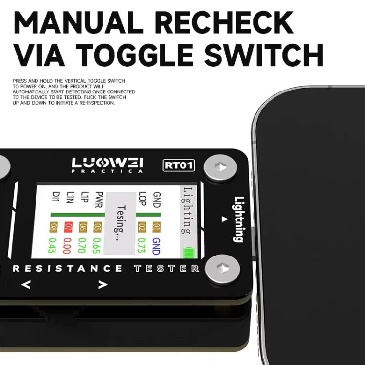Type-C To 8 Pin Detachable Cell Phone Rear Plug Auto Tester, LUOWEI RT01