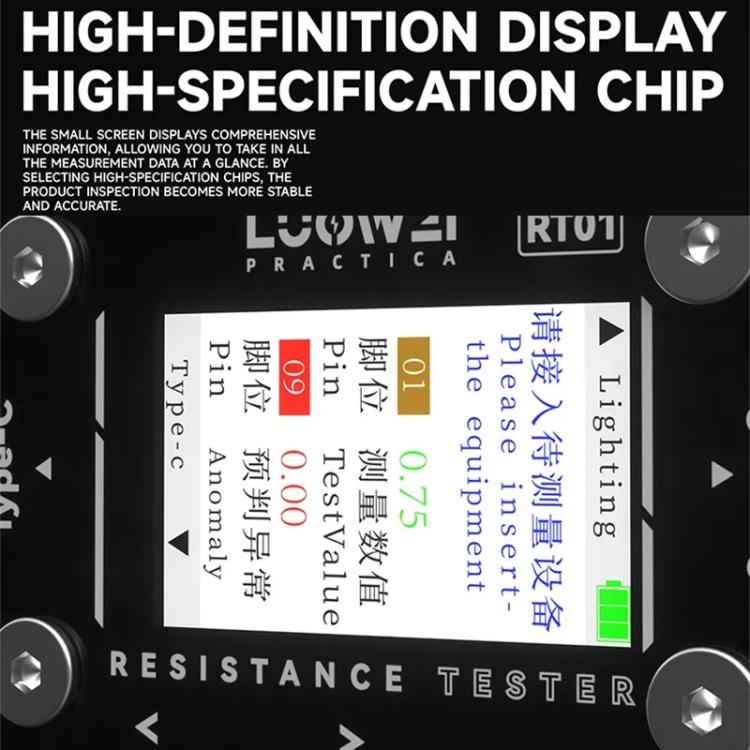 Type-C To 8 Pin Detachable Cell Phone Rear Plug Auto Tester, LUOWEI RT01