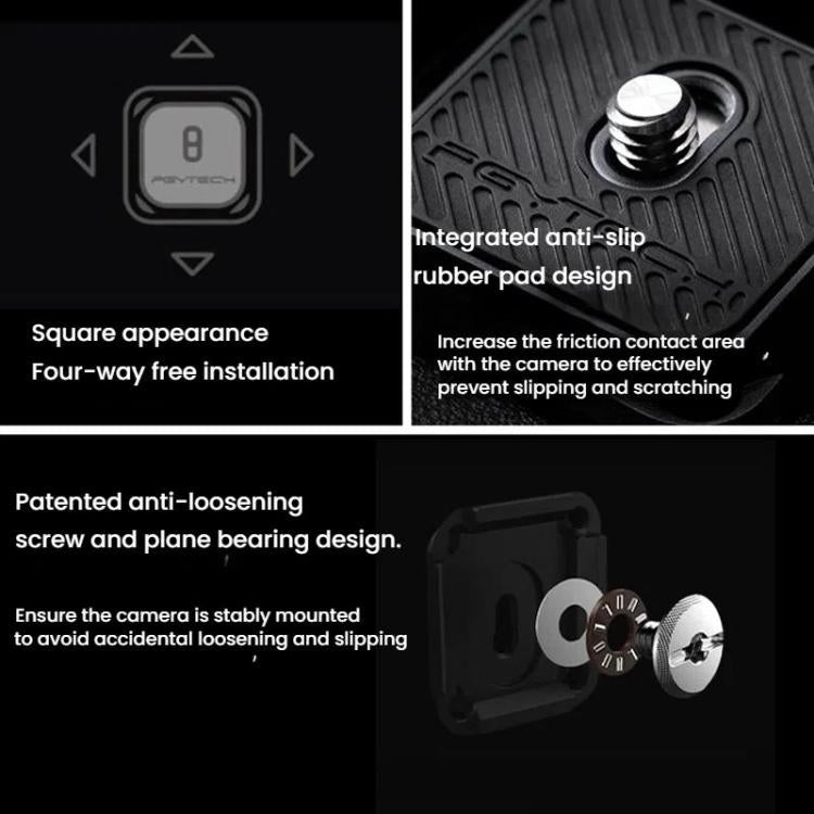 PGYTECH Camera Arca Quick Release Mount V2 Interface Tripod Accessory, Set, Base Only, Quick Release Plate