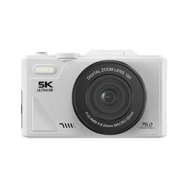 W1 5K HD Digital Camera 75MP 18X Digital Zoom WiFi Video Recorder With Flip Screen, W1 White, W1 Black