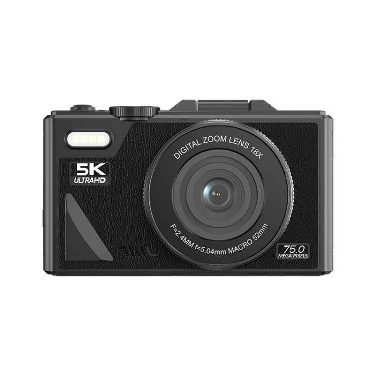 W1 5K HD Digital Camera 75MP 18X Digital Zoom WiFi Video Recorder With Flip Screen, W1 White, W1 Black