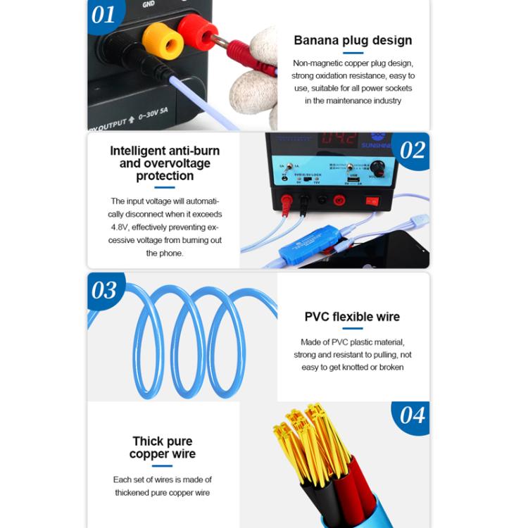 For iPhone / Android Series Power Supply Start-up Cables Mobile Phone Repair Test Cables, SS-905D