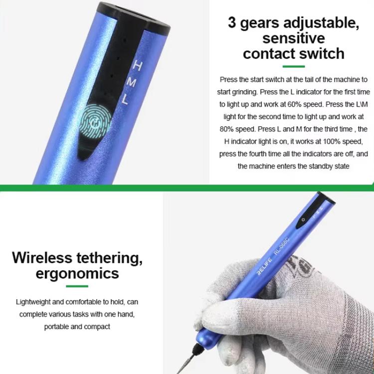 Smart Rechargeable Grinding Pen Portable Grinding Head Rust Removal Polishing Motherboard Repair Electric Grinder, RL-068C