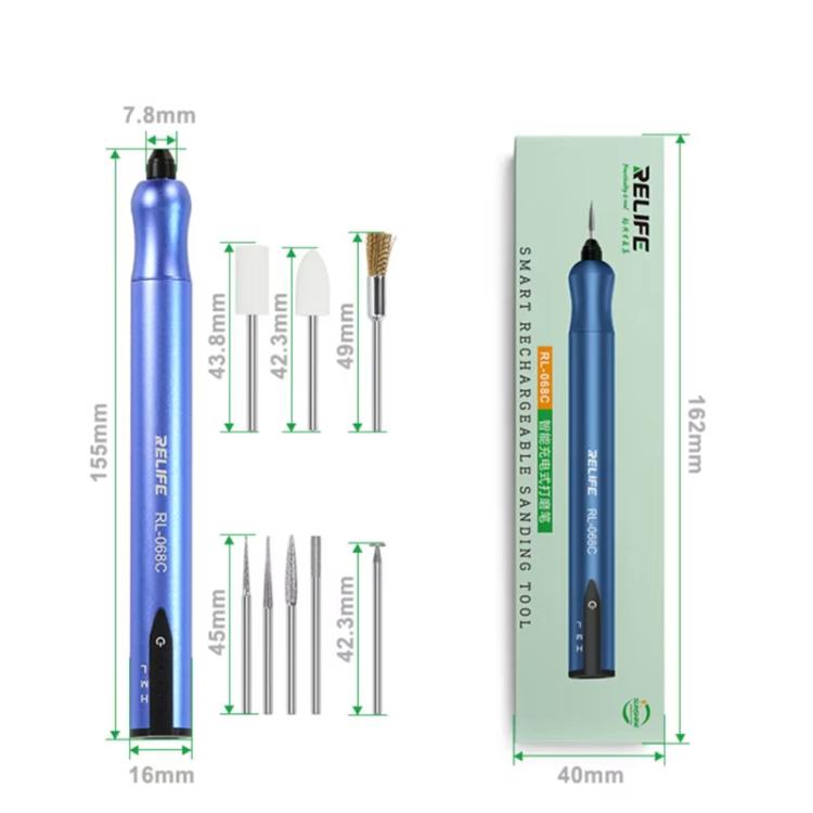 Smart Rechargeable Grinding Pen Portable Grinding Head Rust Removal Polishing Motherboard Repair Electric Grinder, RL-068C