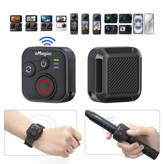 aMagisn Wireless Bluetooth Remote Control for Insta360, GoPro Hero Cameras & Smartphones - 50m Long Range, AM22