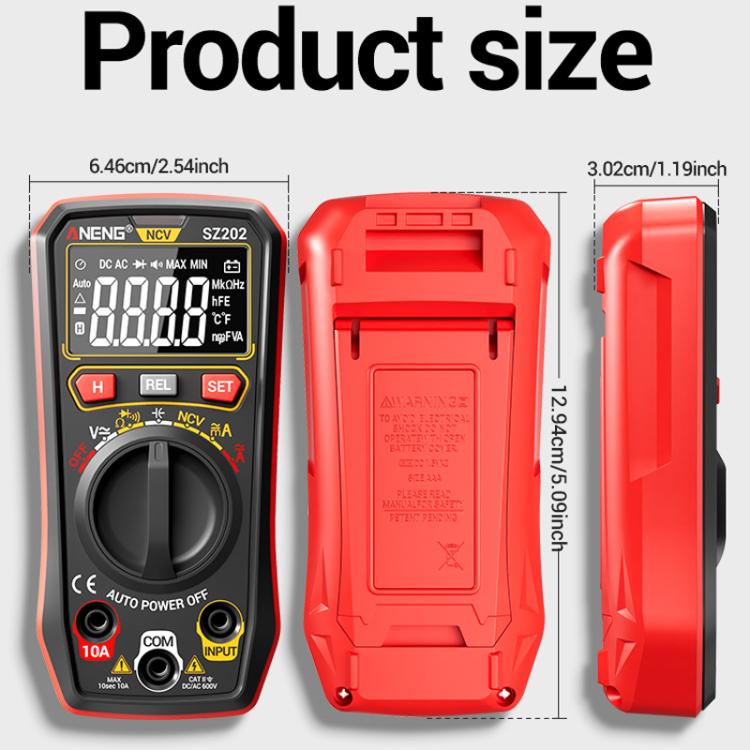 ANENG High-precision Maintenance Multi-function Digital Display Multimeter, SZ202 Red, SZ202 Black