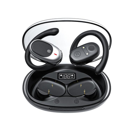 Air Conduction Bluetooth Earphones With Transparent Digital Display Case