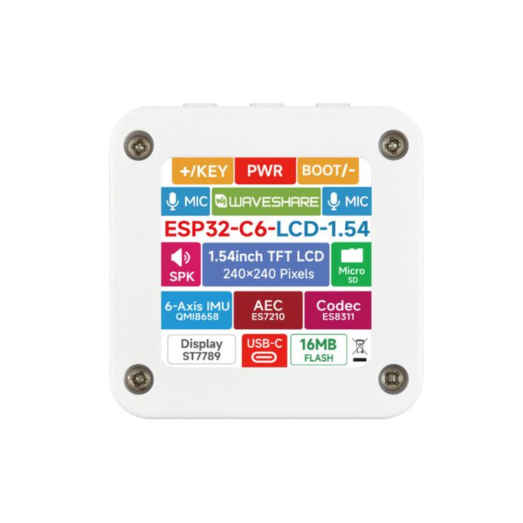 Waveshare ESP32-C6 1.54-Inch LCD Development Board 240×240 Resolution Supports Dual Microphones, Non-touch Control, Touch Control