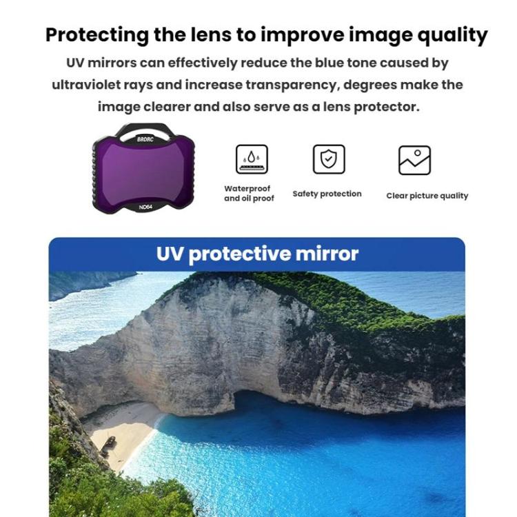 For DJI Avata 2 BRDRC Aluminum Frame Filter Accessories, CPL, ND16, ND32, UV+CPL+ND16, ND8+ND16+ND32, ND8+ND16+ND32+ND64