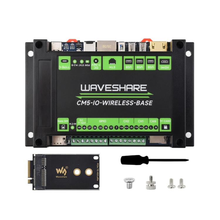 Waveshare Industrial Expansion Module For Raspberry Pi CM5: 4G/5G/LoRa Expansion Board