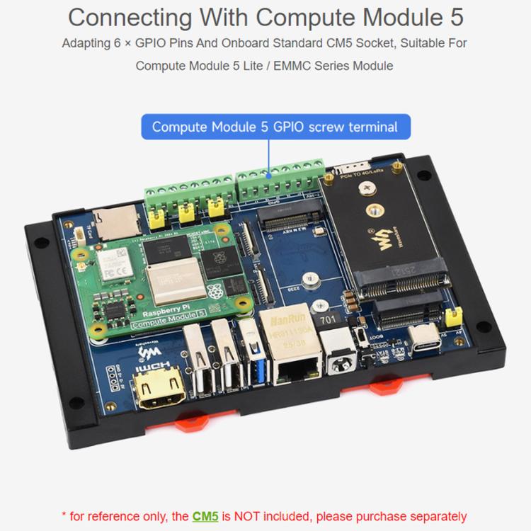 Waveshare Industrial Expansion Module For Raspberry Pi CM5: 4G/5G/LoRa Expansion Board
