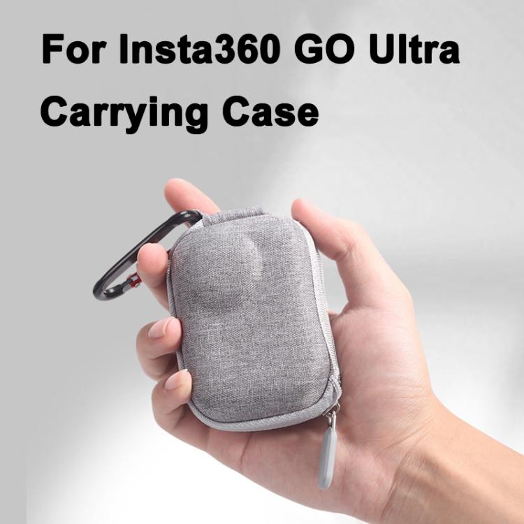 For Insta360 GO Ultra Carrying Case Shockproof EVA Portable Travel Storage Bag With Carabiner Clip, Carrying Case Gray