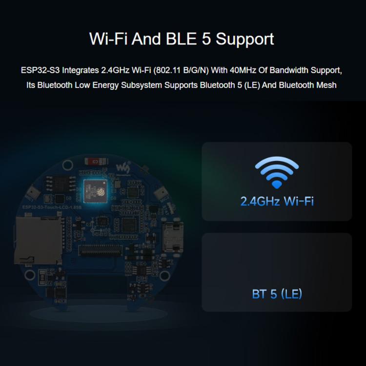 Waveshare ESP32-S3 1.85-Inch LCD Capacitive Touchscreen 360x360 Resolution, 34556