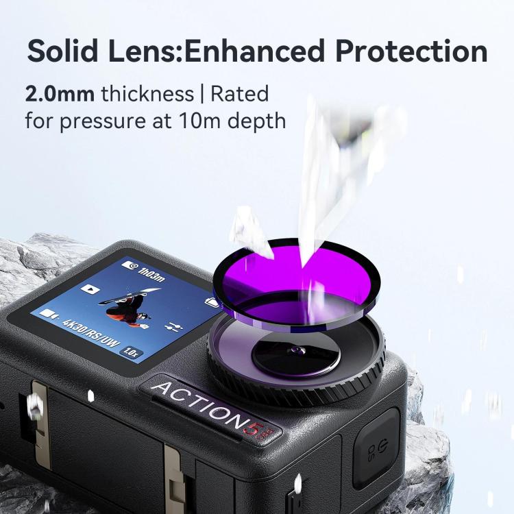 For DJI Osmo Action 5 Pro / Action 4 aMagisn Anti-Fog Dive Filter Lens Seamlessly Adapted To Waterproof Cases