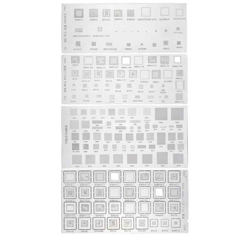 Kaisi 4pcs Solder Paste Stencil Universal Mobile Phone BGA Reballing Stencils 55 Multi-purpose Steel Mesh