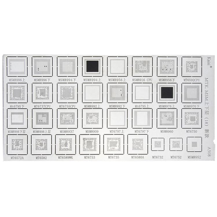 Kaisi 4pcs Solder Paste Stencil Universal Mobile Phone BGA Reballing Stencils 55 Multi-Purpose Steel Mesh