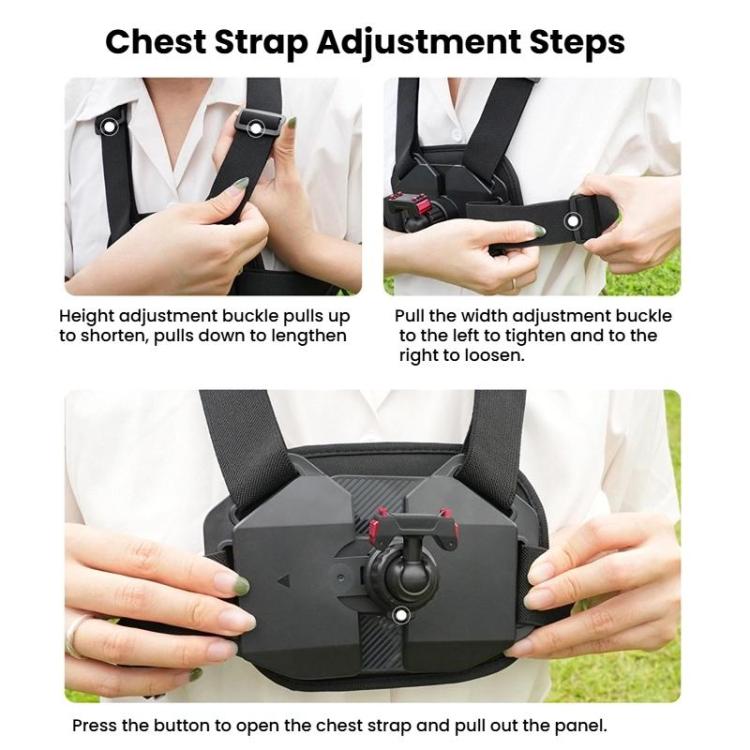 Universal Magnetic Quick-Release Chest Mount Harness For Action Cameras POV Hands-Free Recording, Chest Mount