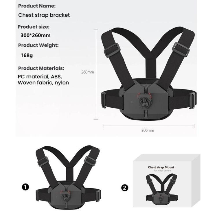 Universal Magnetic Quick-Release Chest Mount Harness For Action Cameras POV Hands-Free Recording, Chest Mount