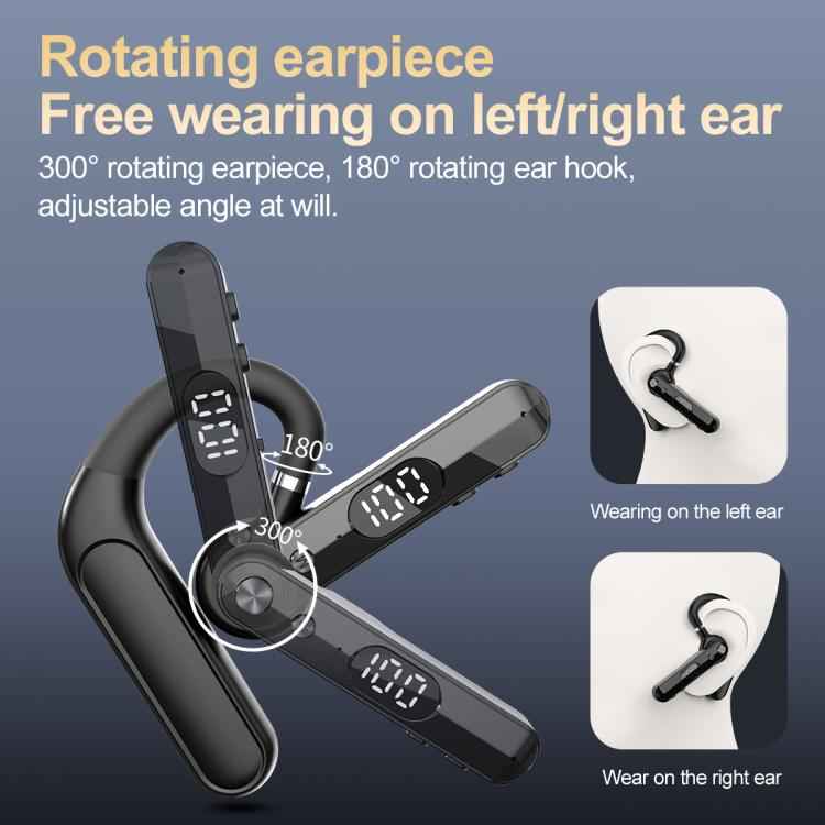 F10 With Mute Button Digital Display Monaural Noise Reduction On-Ear Bluetooth Earphone