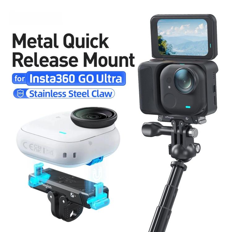 For Insta360 Go Ultra Camera AMagisn Metal Quick Release Magnetic Adapter With 1/4-Inch Threaded Hol