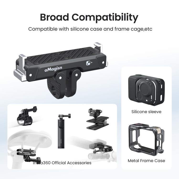 For Insta360 Go Ultra Camera AMagisn Metal Quick Release Magnetic Adapter With 1/4-Inch Threaded Hol