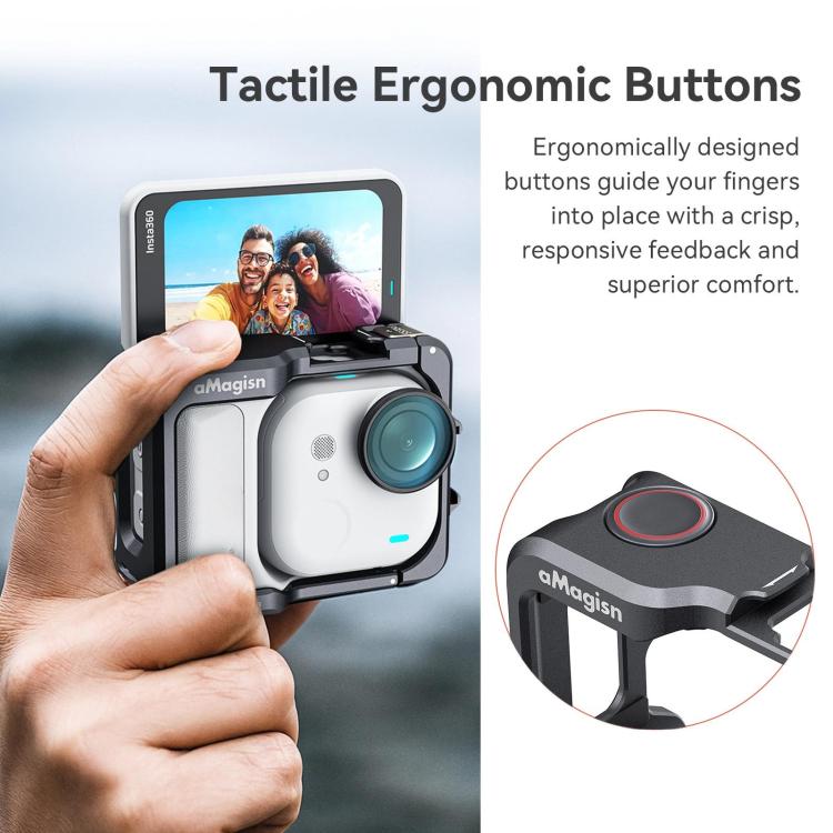 AMagisn Metal Cage For Insta360 GO Ultra Quick Release Protective Frame With Silicone Cover